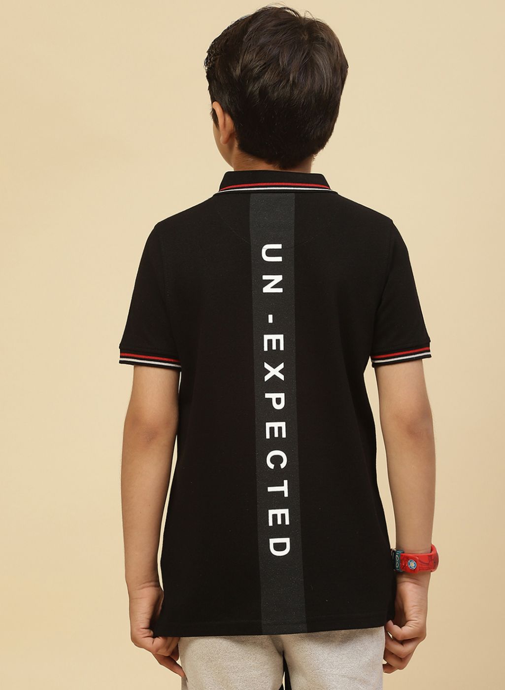 Boys Black Printed T-Shirt