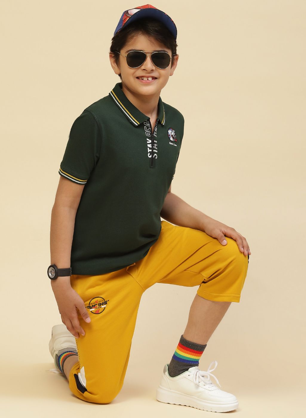 Boys Green Printed T-Shirt