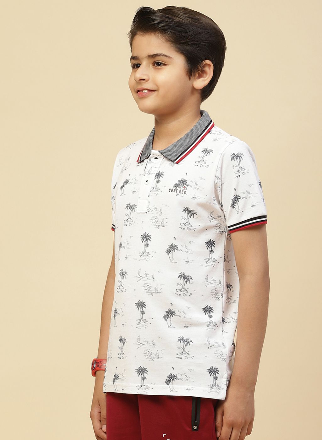 Boys White Printed T-Shirt