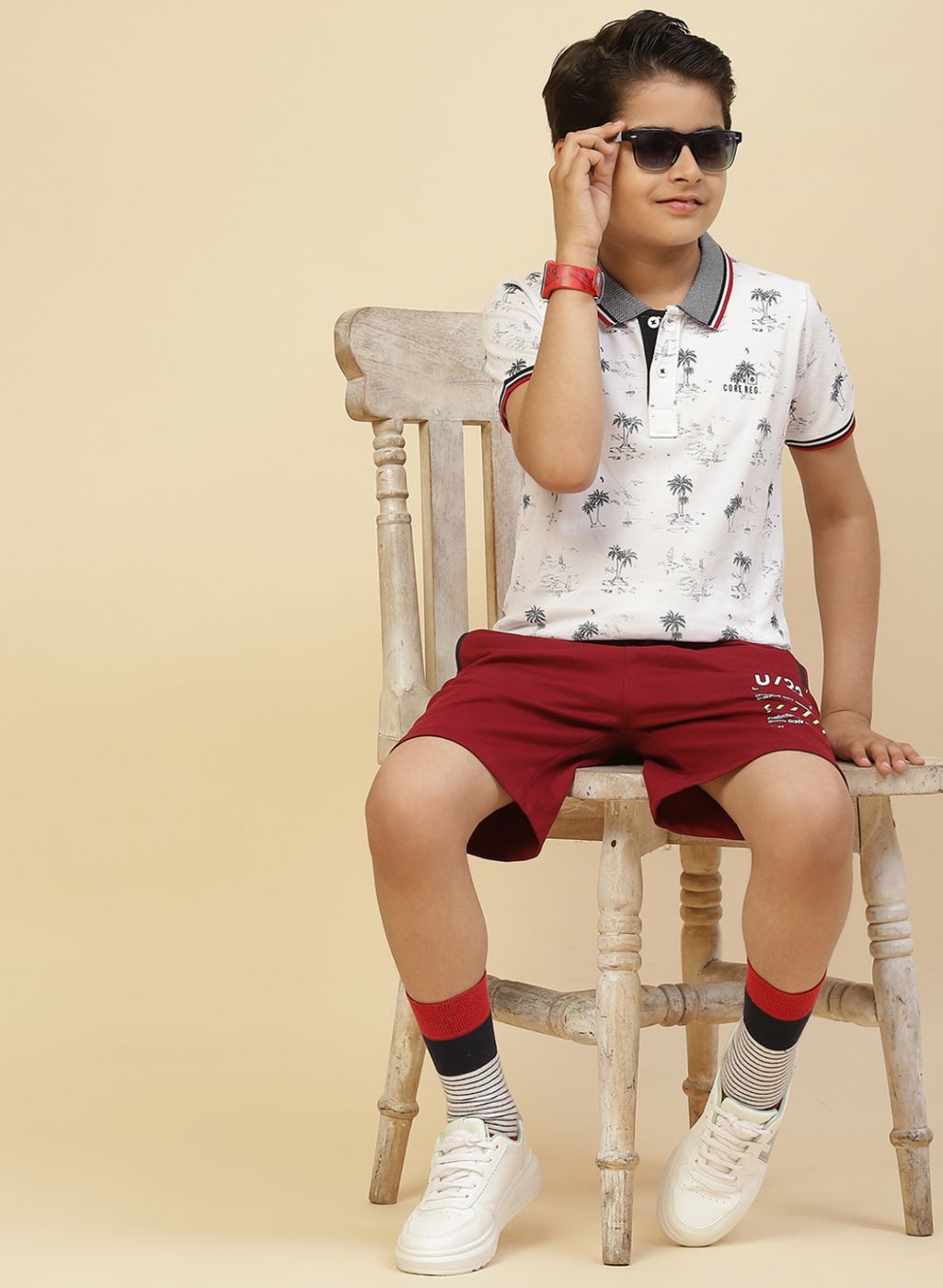 Boys White Printed T-Shirt