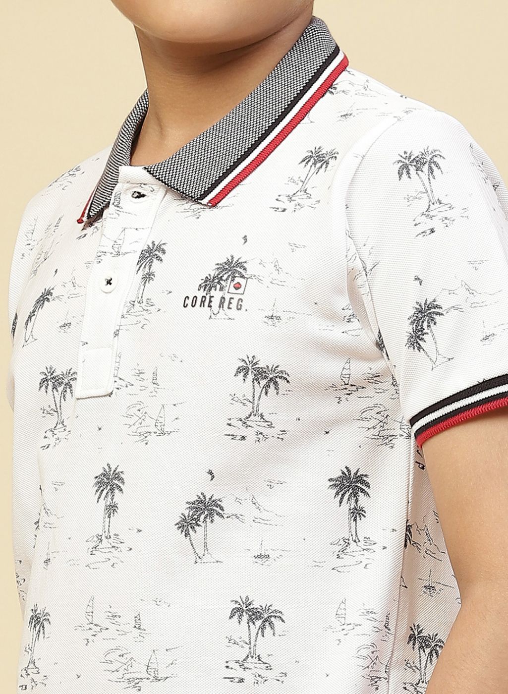 Boys White Printed T-Shirt