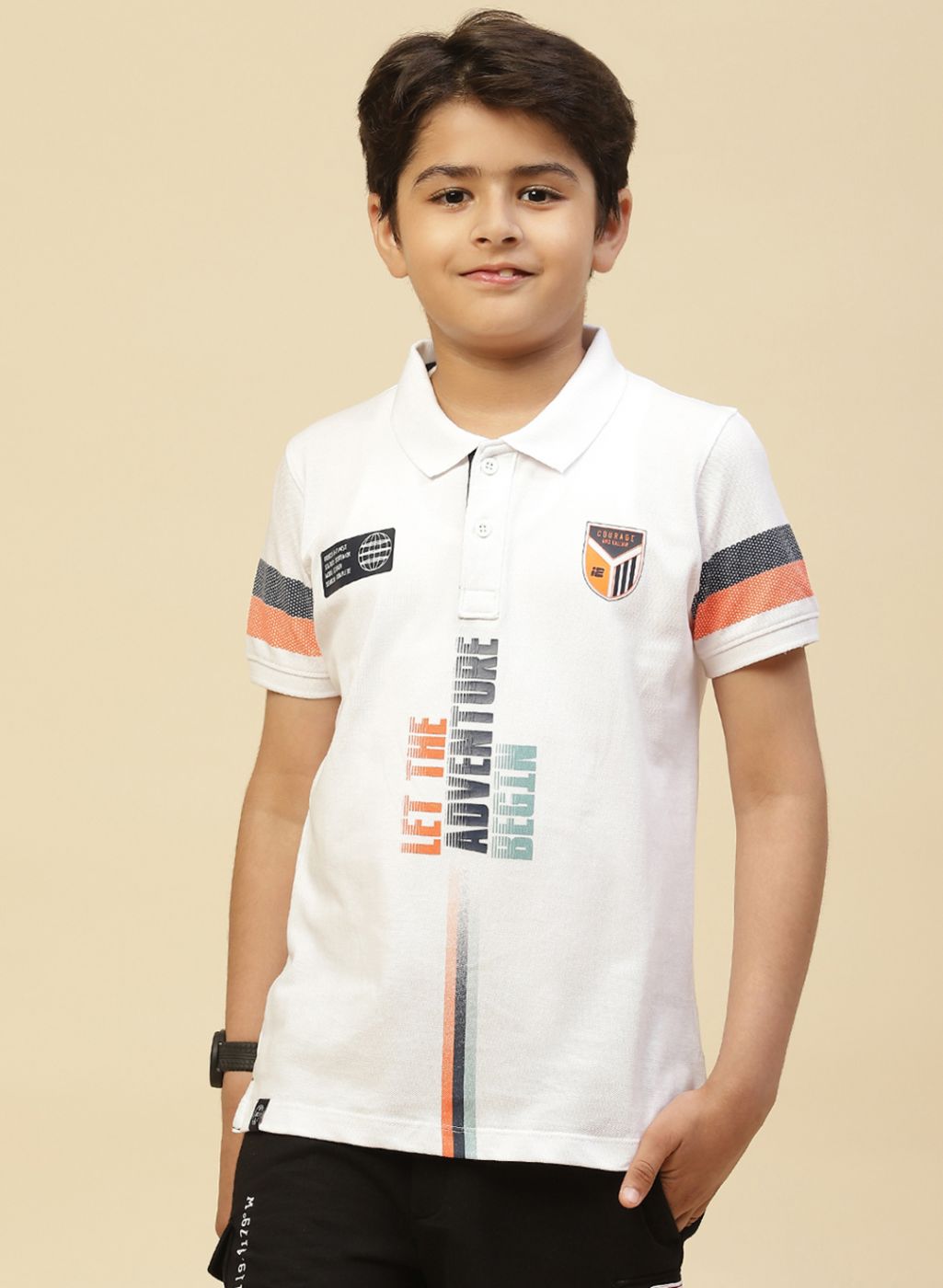 Boys White Printed T-Shirt