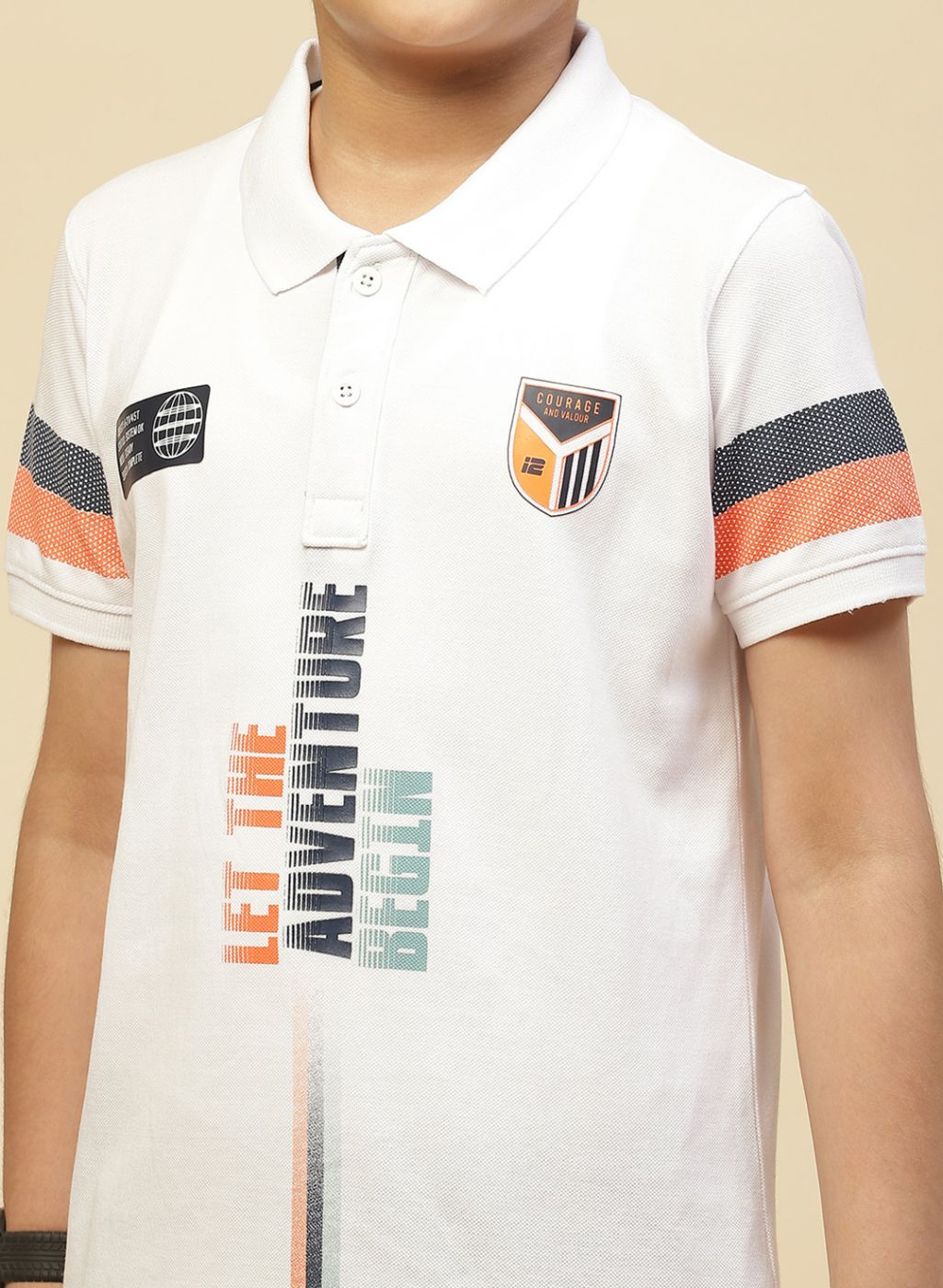 Boys White Printed T-Shirt