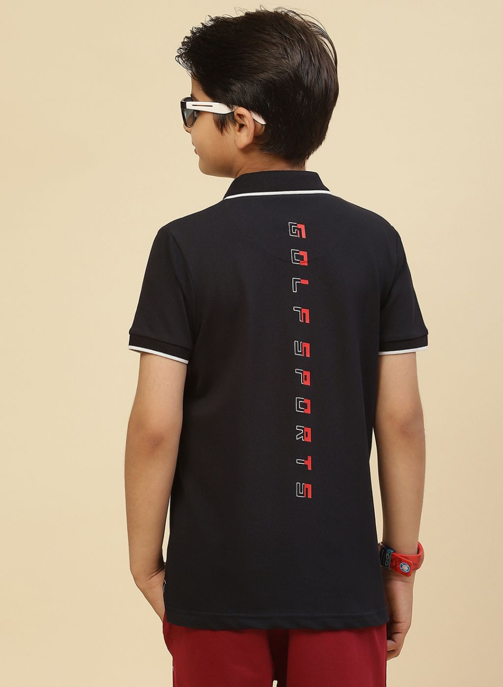 Boys Navy Blue Printed T-Shirt