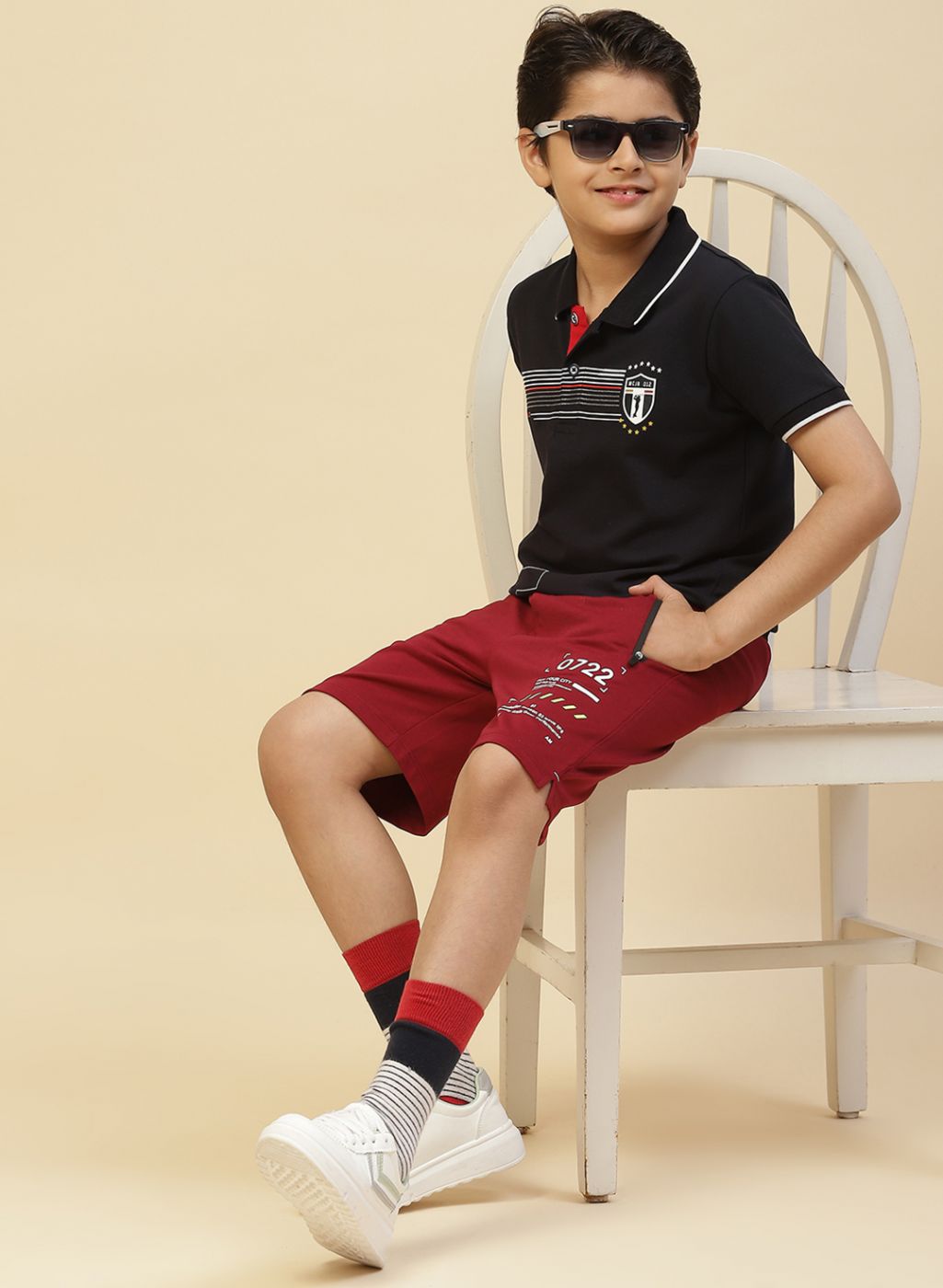 Boys Navy Blue Printed T-Shirt