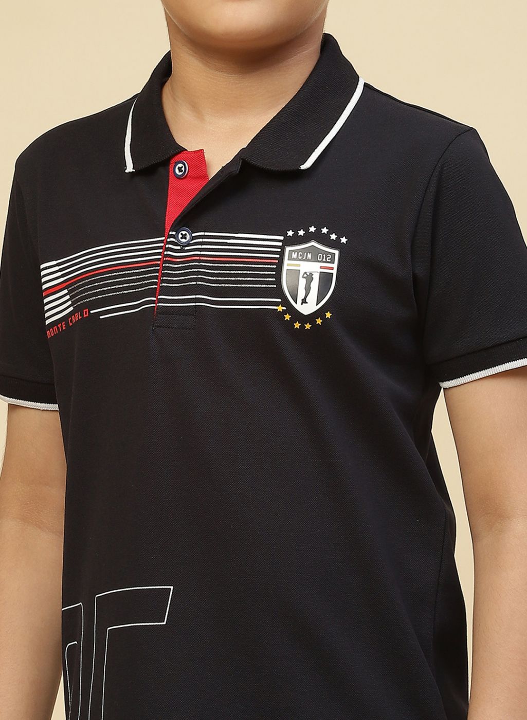 Boys Navy Blue Printed T-Shirt