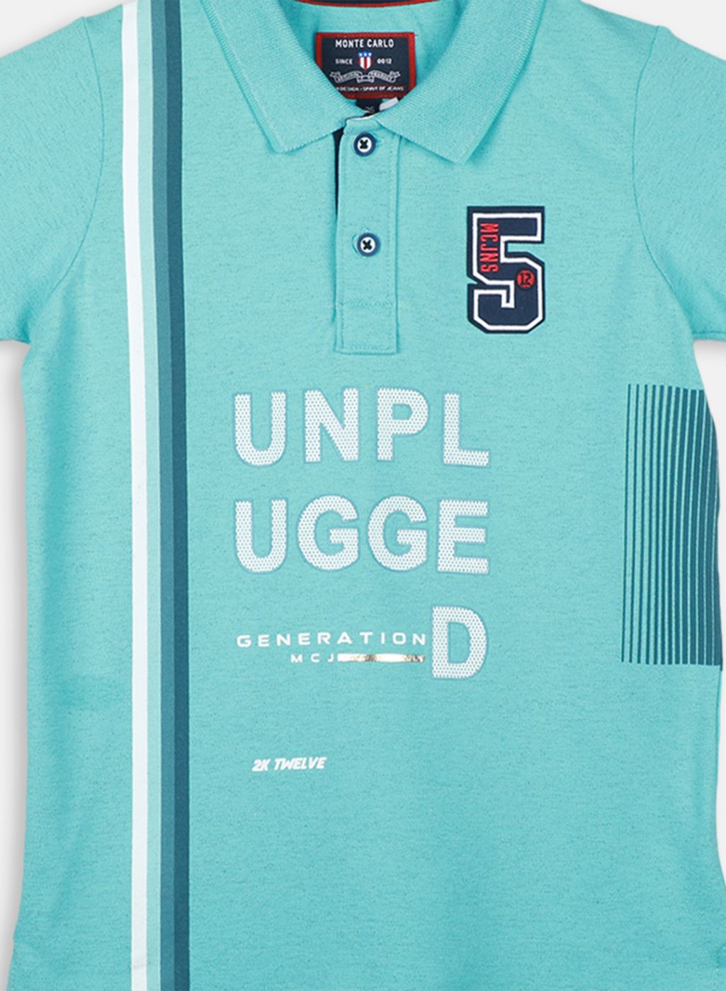 Boys Aqua Blue Printed T-Shirt