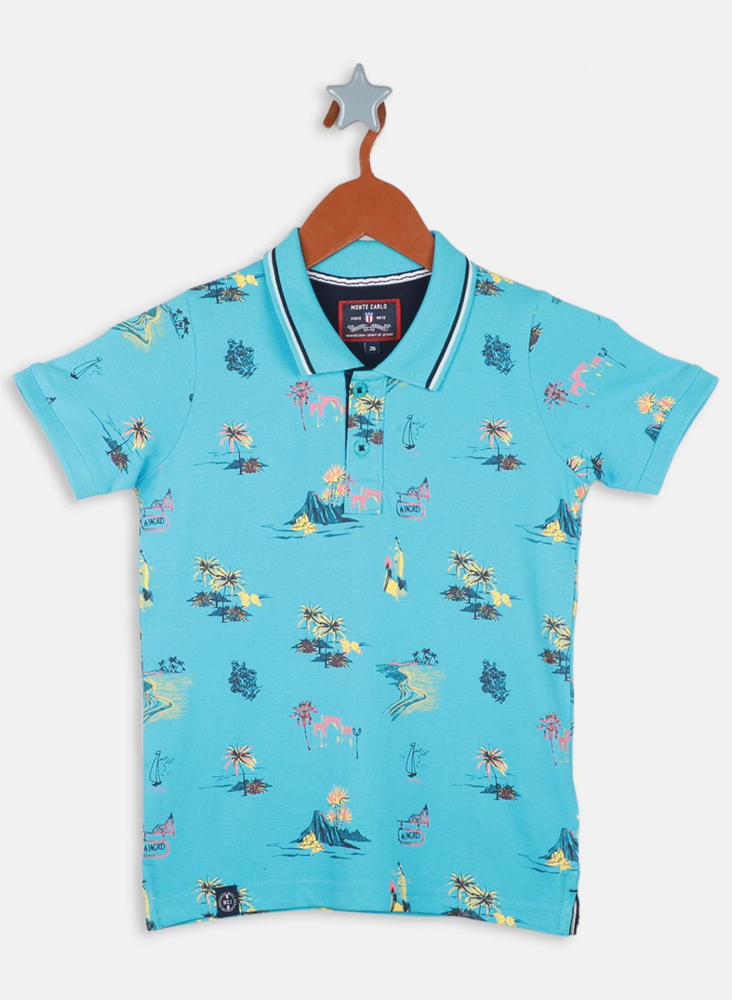 Buy Boys Aqua Blue Printed T-Shirt Online in India - Monte Carlo