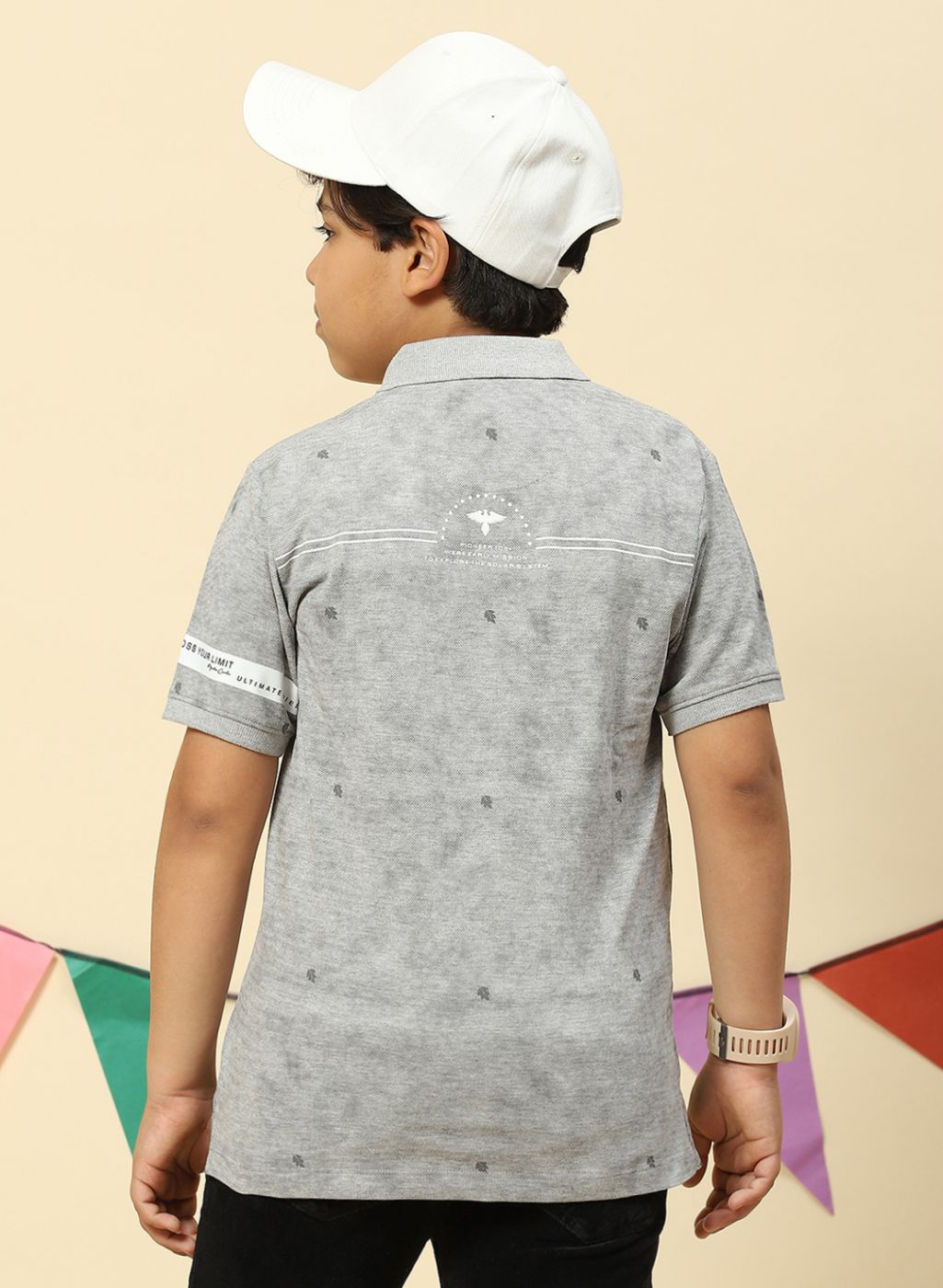 Boys Grey Printed T-Shirt