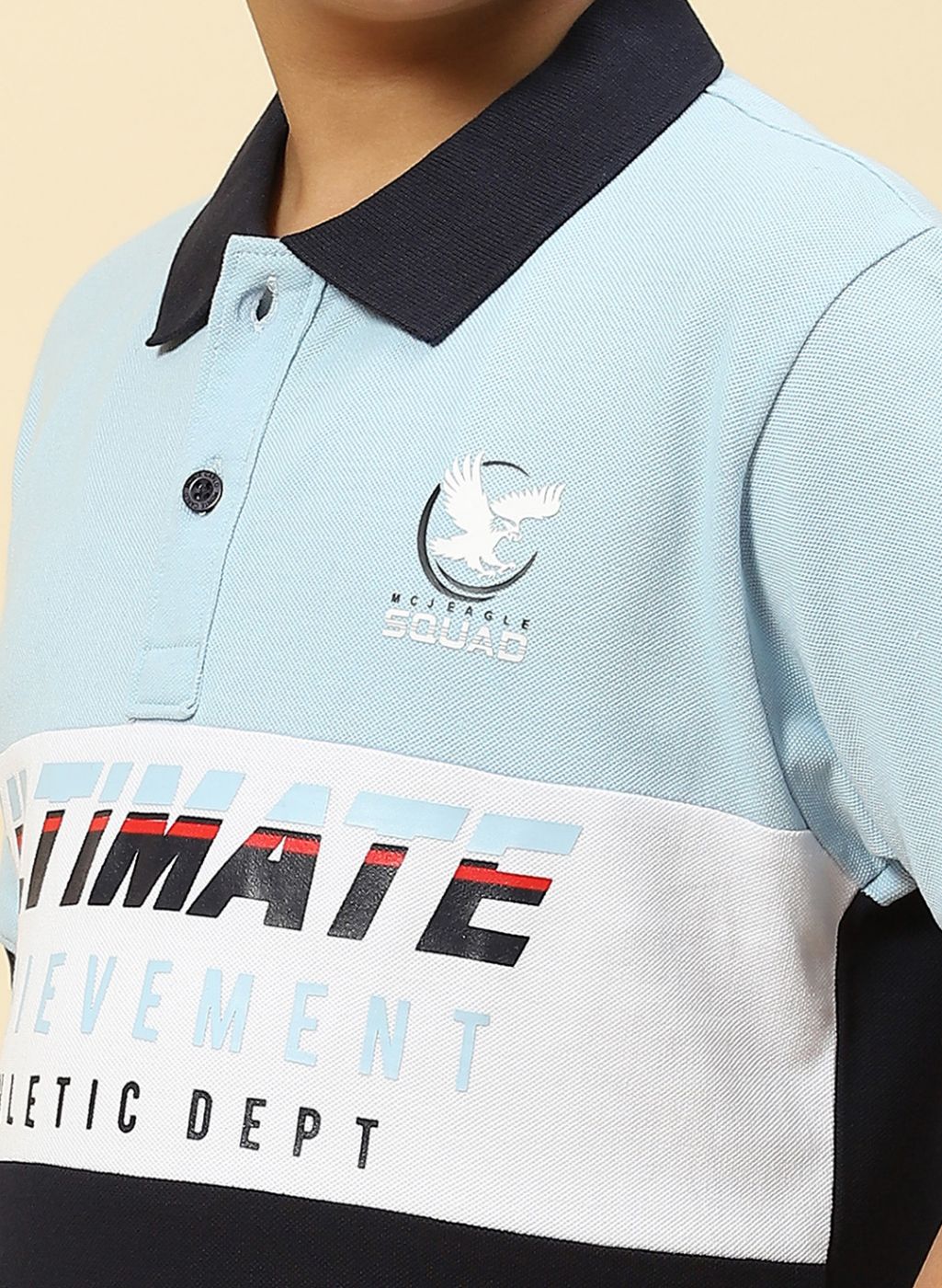 Boys Sky Blue Printed T-Shirt