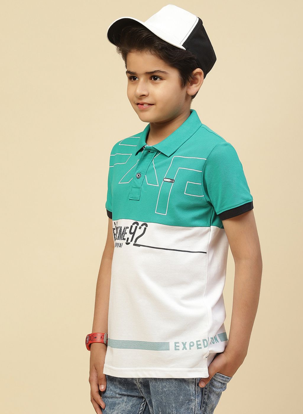 Boys Green Printed T-Shirt