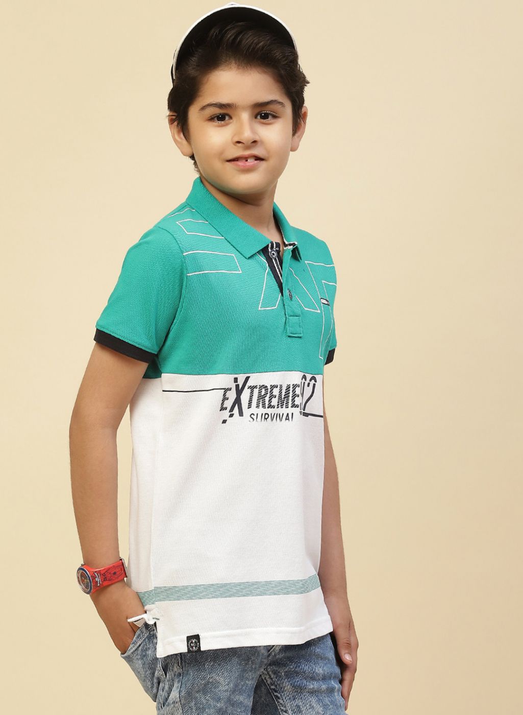 Boys Green Printed T-Shirt
