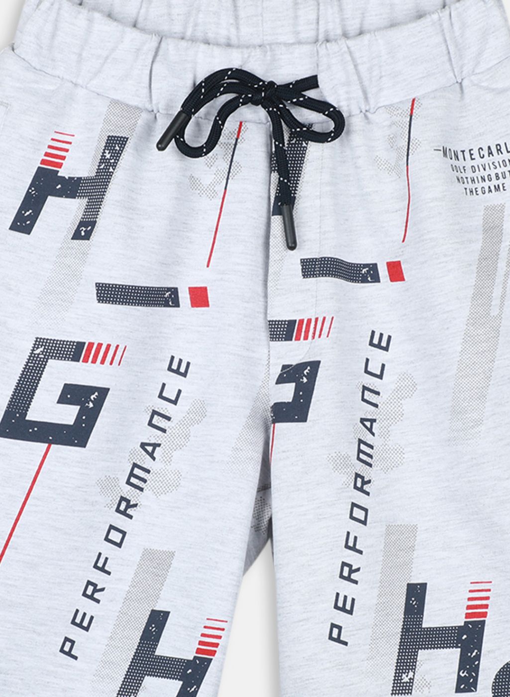 Boys Grey Printed Bermuda
