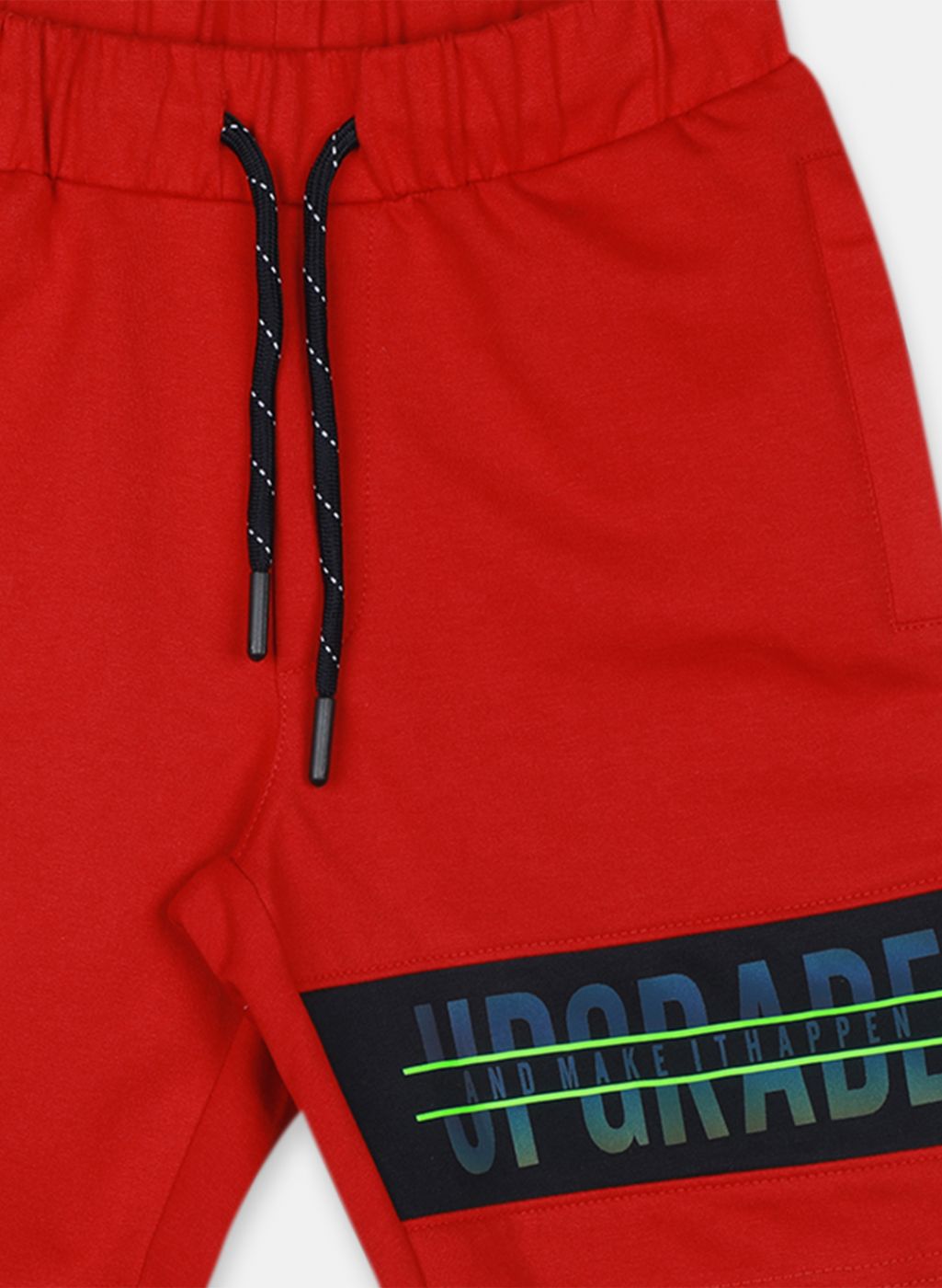 Boys Red Printed Bermuda