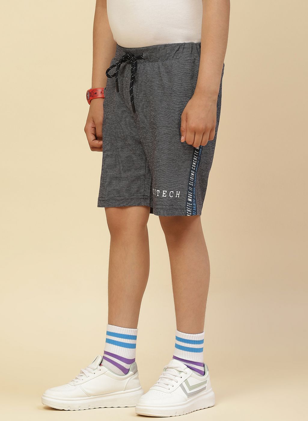 Boys NAvy Blue Printed Bermuda