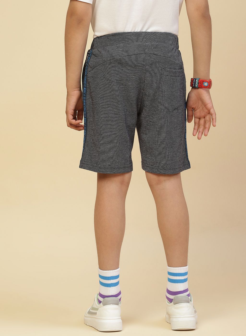 Boys NAvy Blue Printed Bermuda