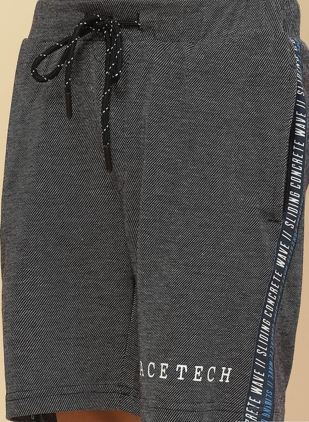 Boys NAvy Blue Printed Bermuda