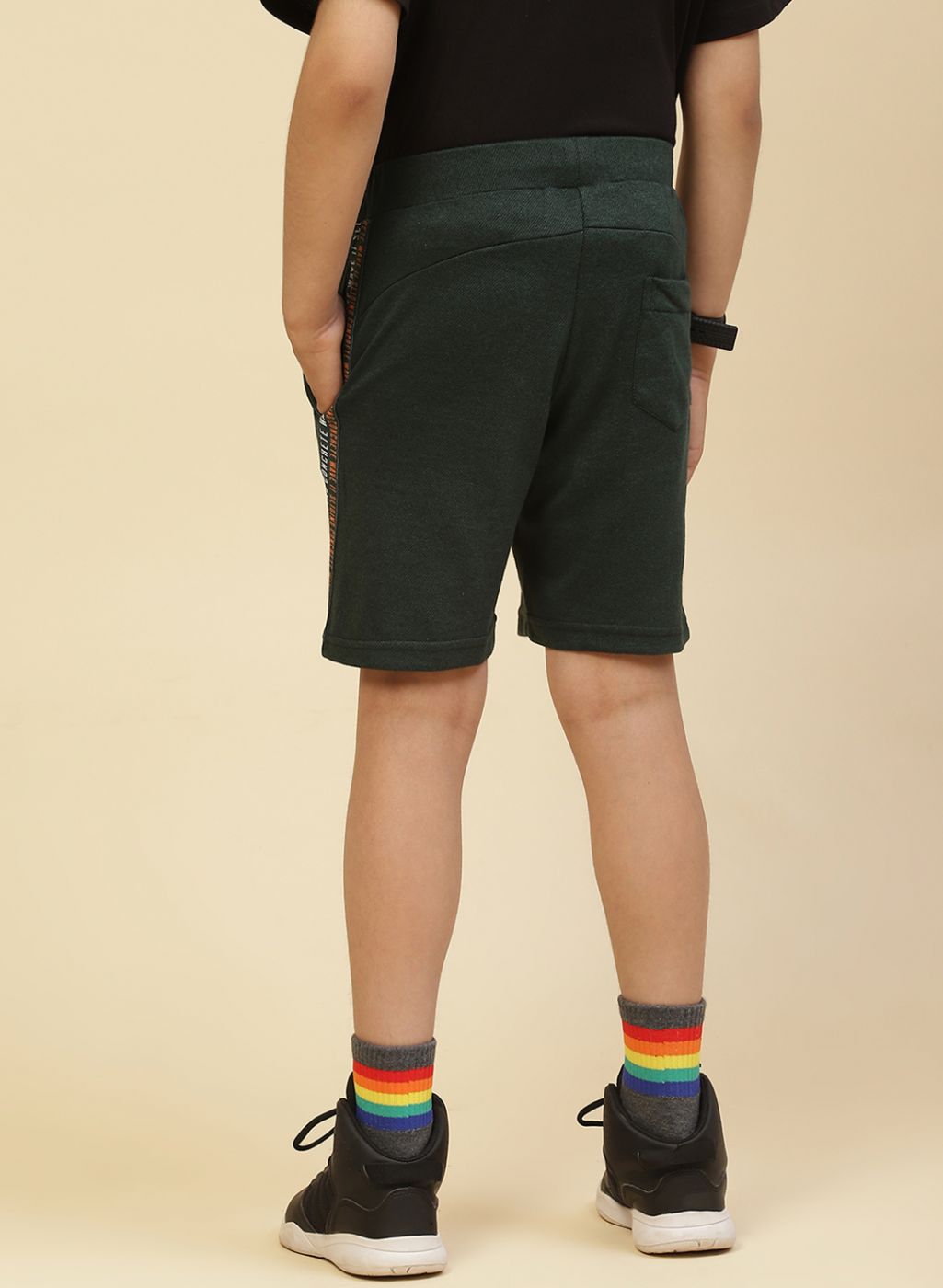 Boys Green Printed Bermuda