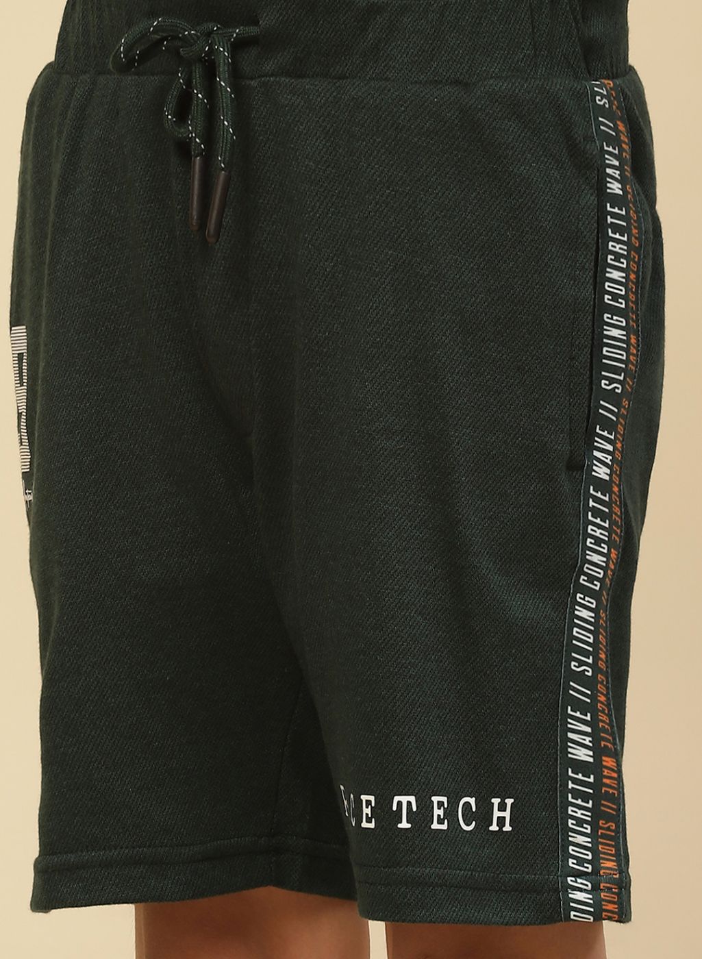 Boys Green Printed Bermuda