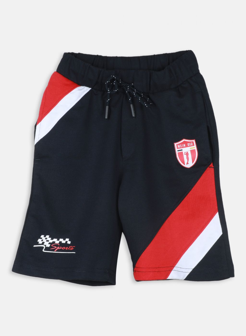 Boys NAvy Blue Printed Bermuda