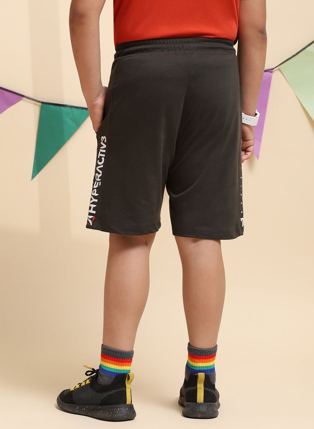 Boys Olive Printed Bermuda