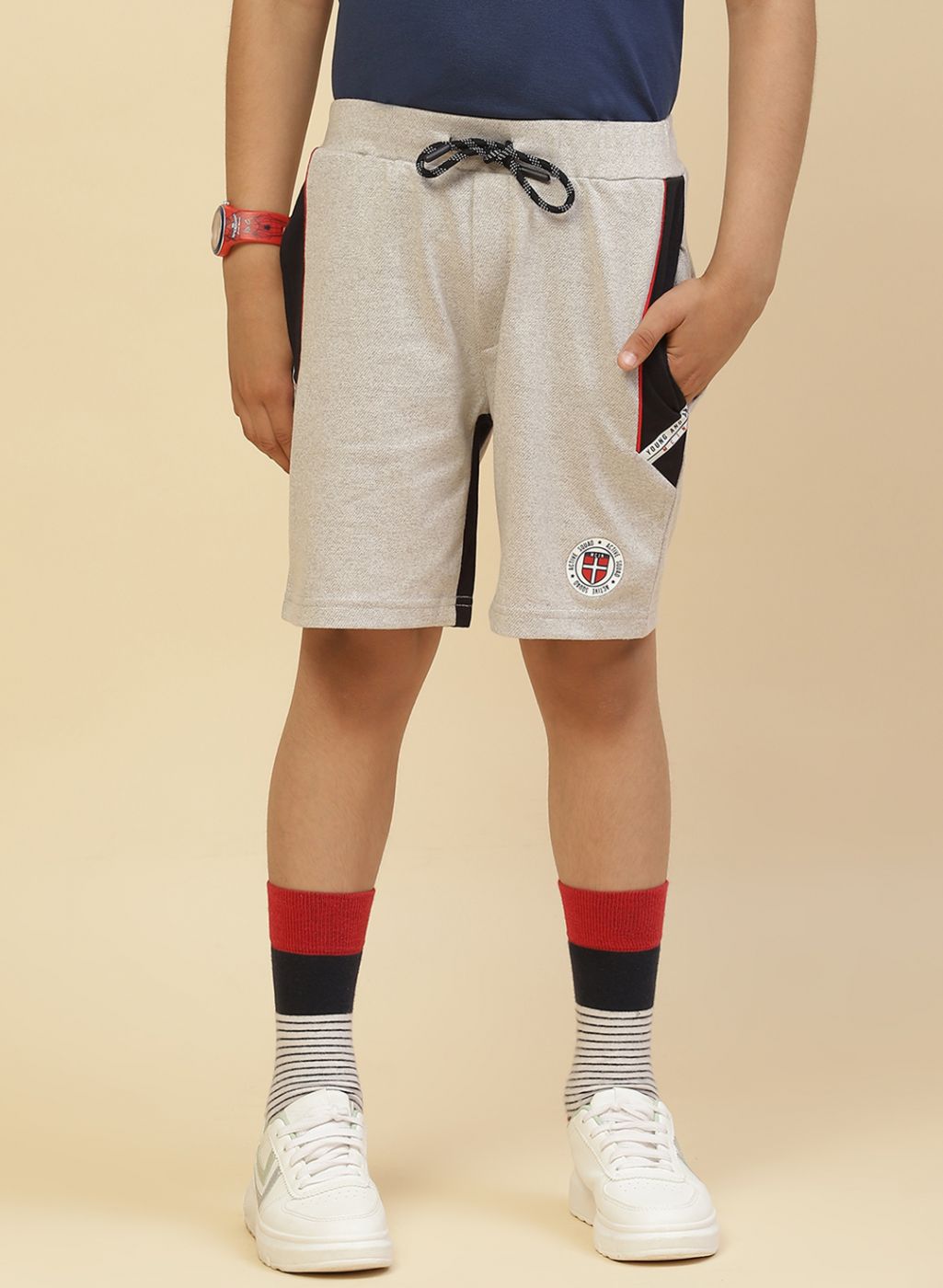 Boys Grey Printed Bermuda