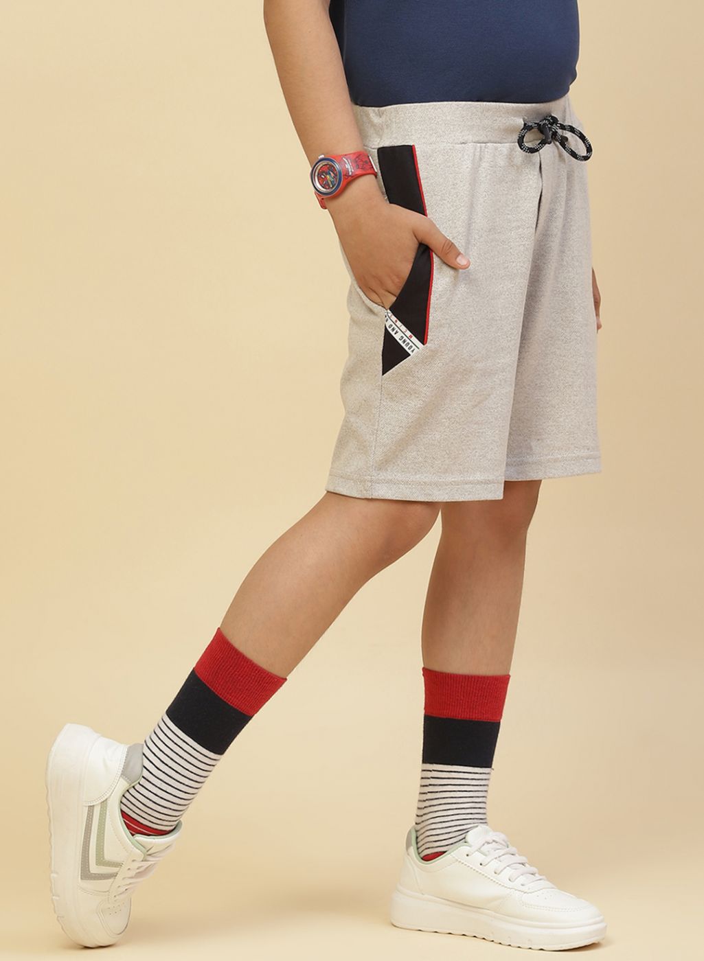 Boys Grey Printed Bermuda