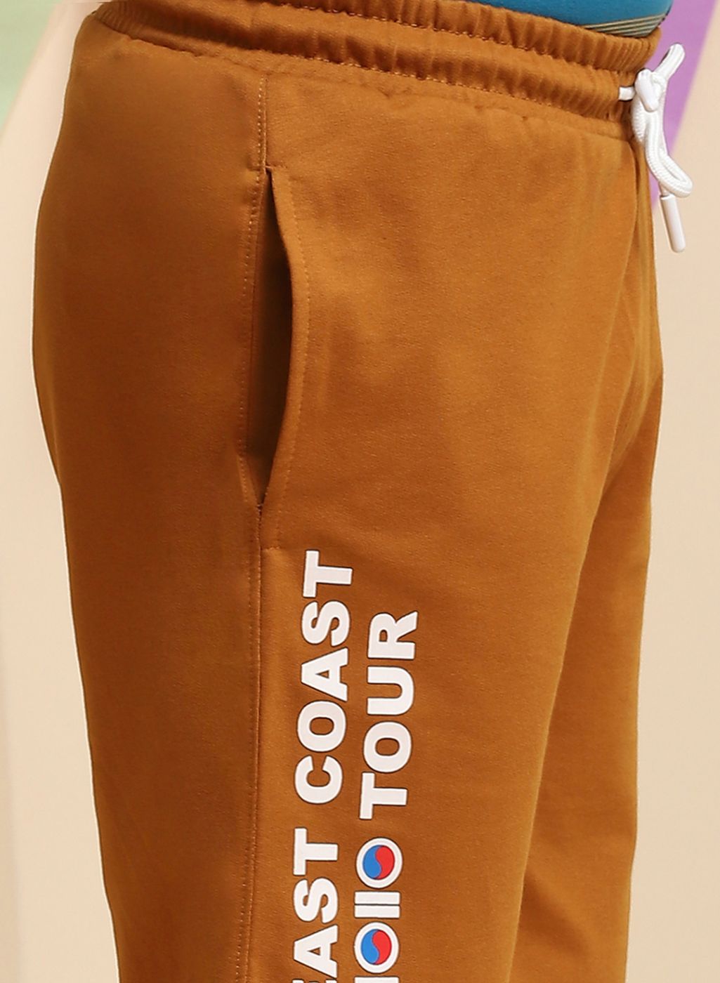 Boys Tan Brown Printed Bermuda