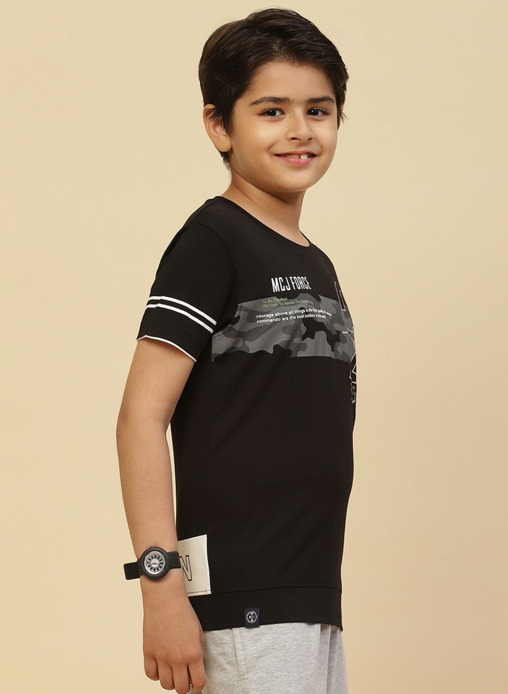 Boys Grey Printed Bermuda