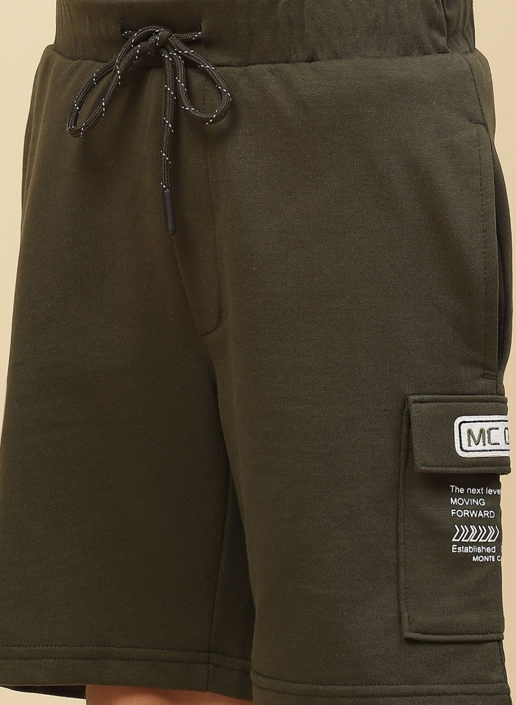 Boys Olive Printed Bermuda