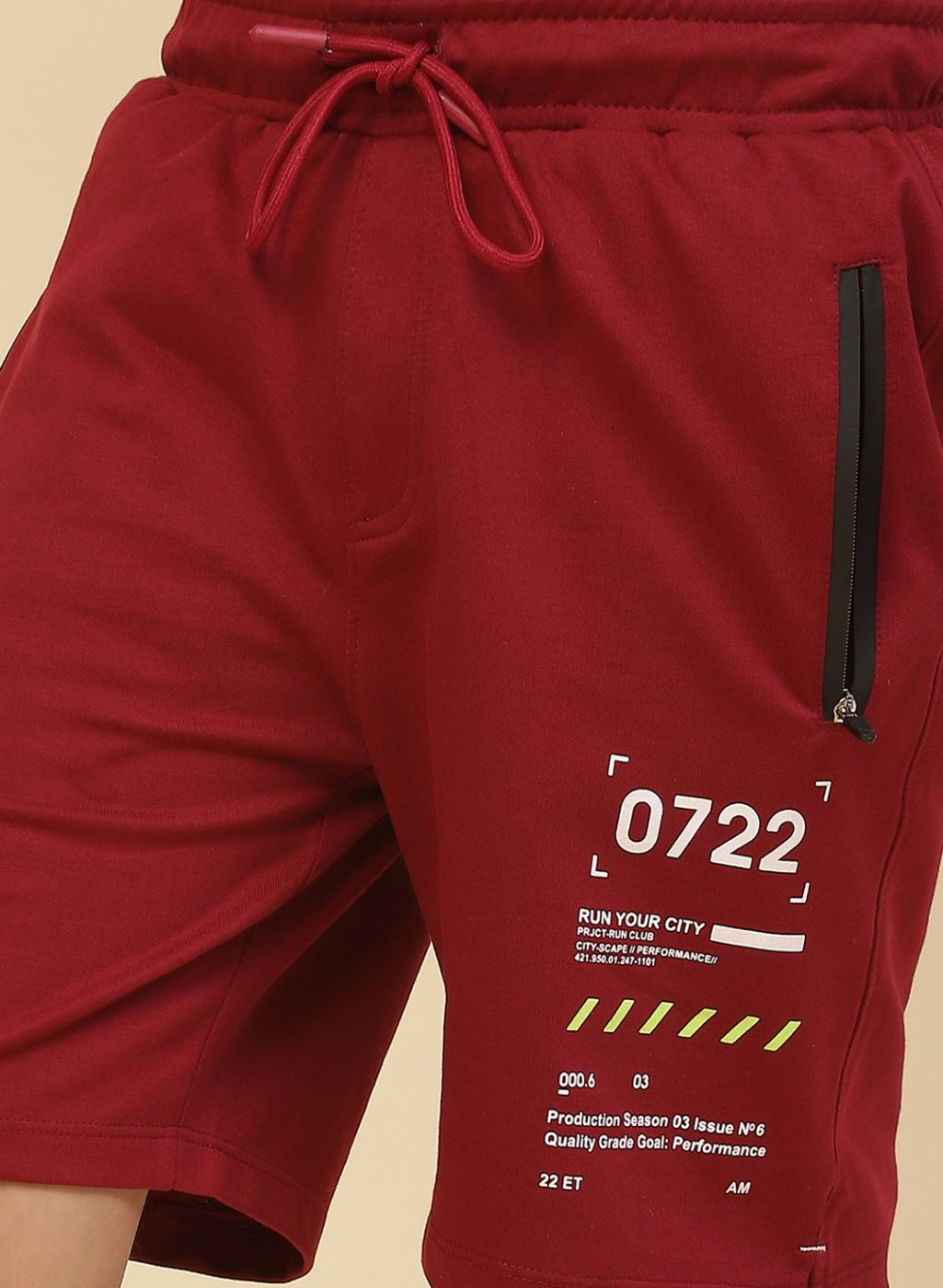 Boys Maroon Printed Bermuda