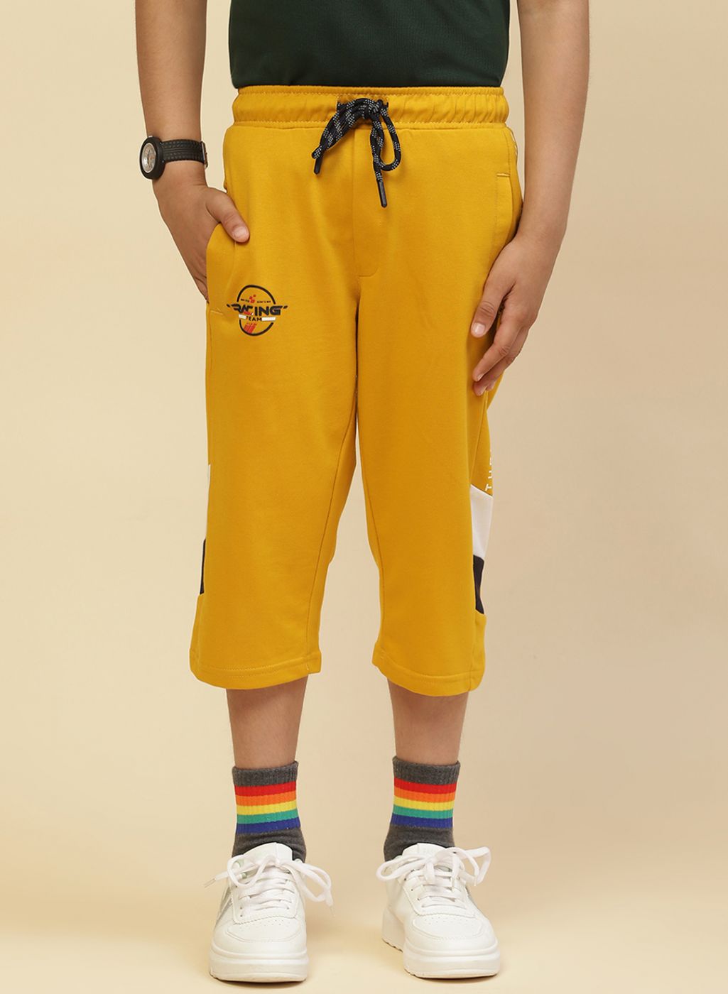 Boys Mustard Printed Capri