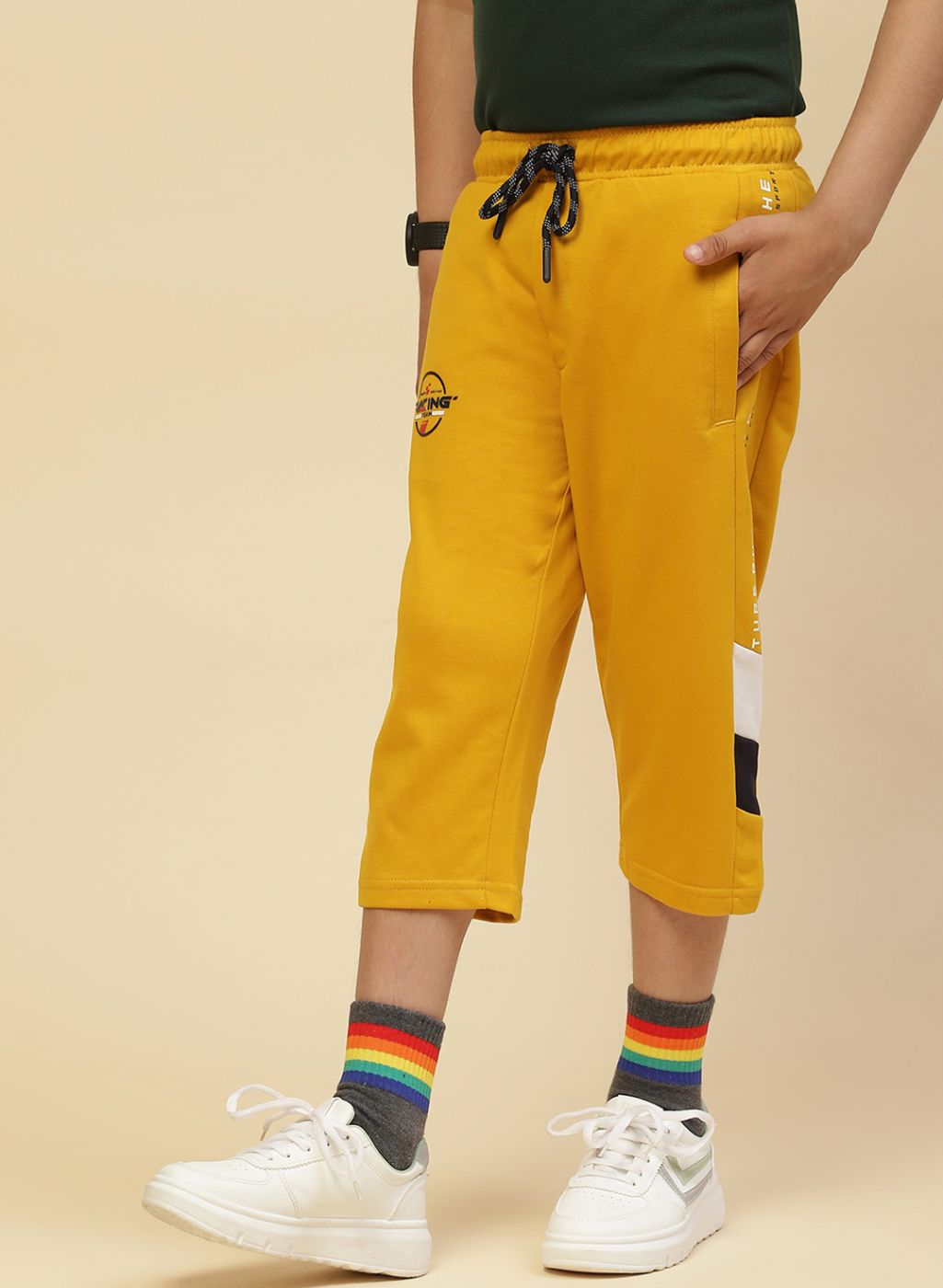 Boys Mustard Printed Capri