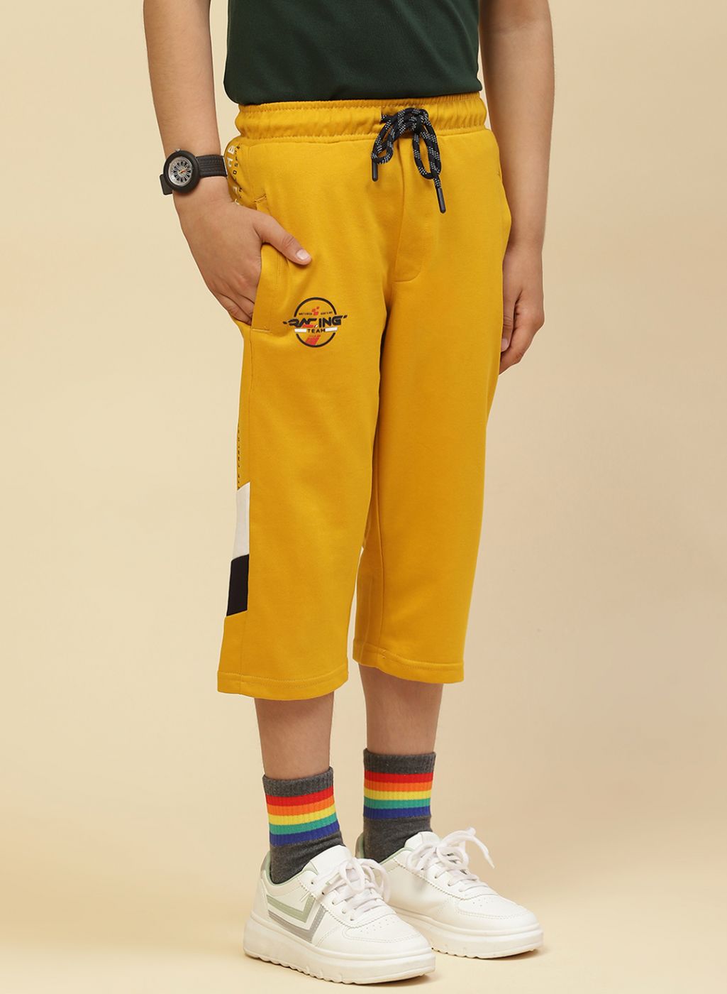 Boys Mustard Printed Capri