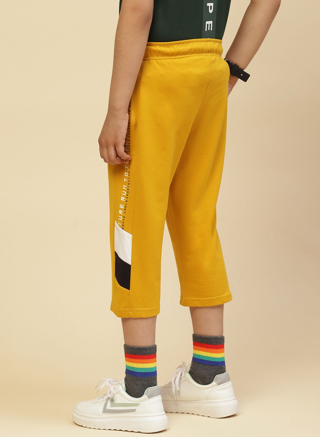 Boys Mustard Printed Capri