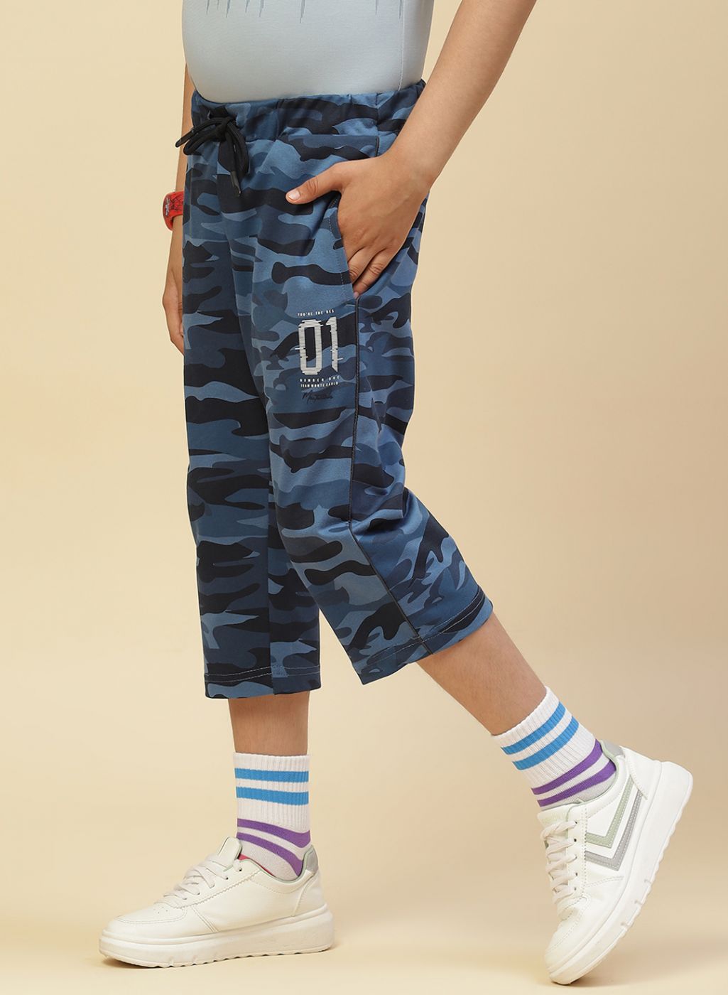 Boys Blue Printed Capri