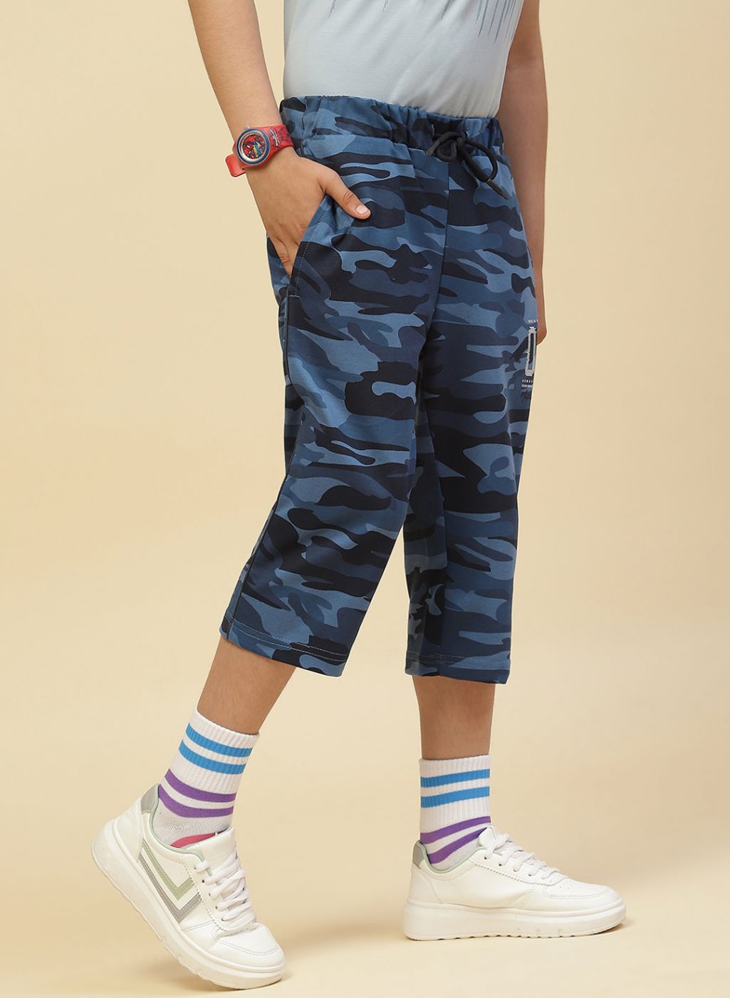 Boys Blue Printed Capri