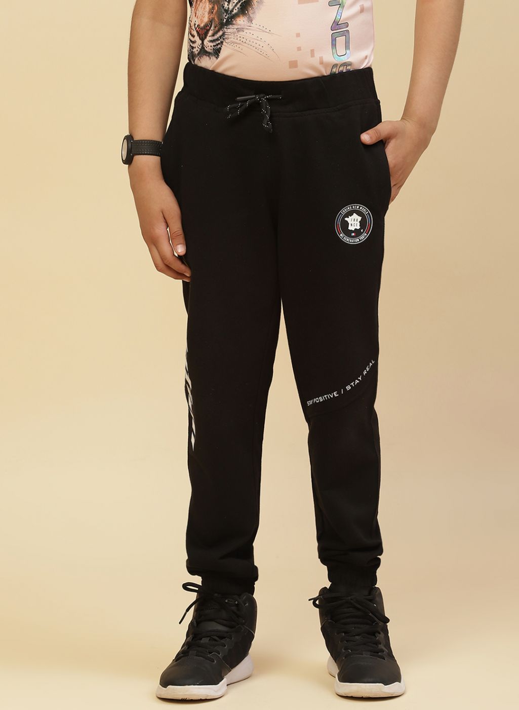 Boys Black Regular Fit Lower