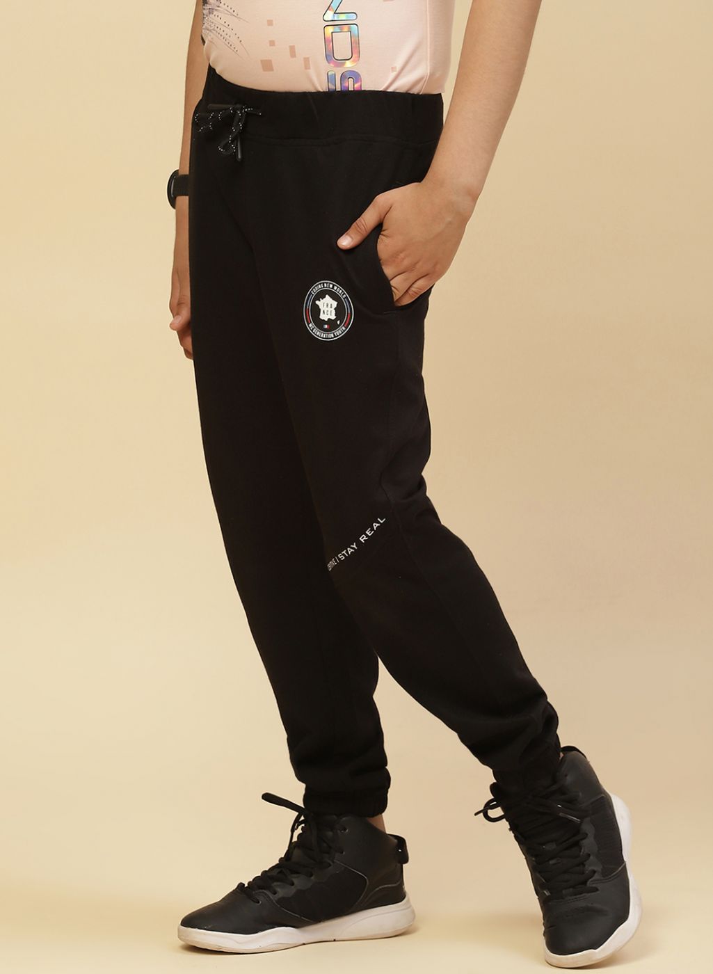 Boys Black Regular Fit Lower