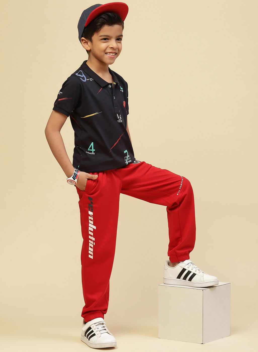 Boys Red Regular Fit Lower