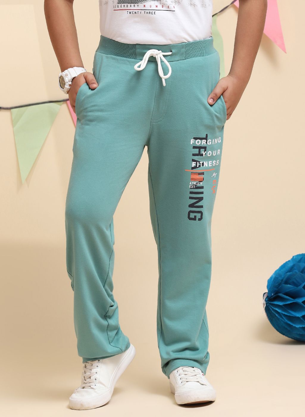 Boys Green Regular Fit Lower