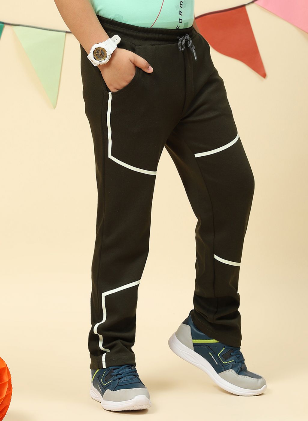 Boys Olive Regular Fit Lower