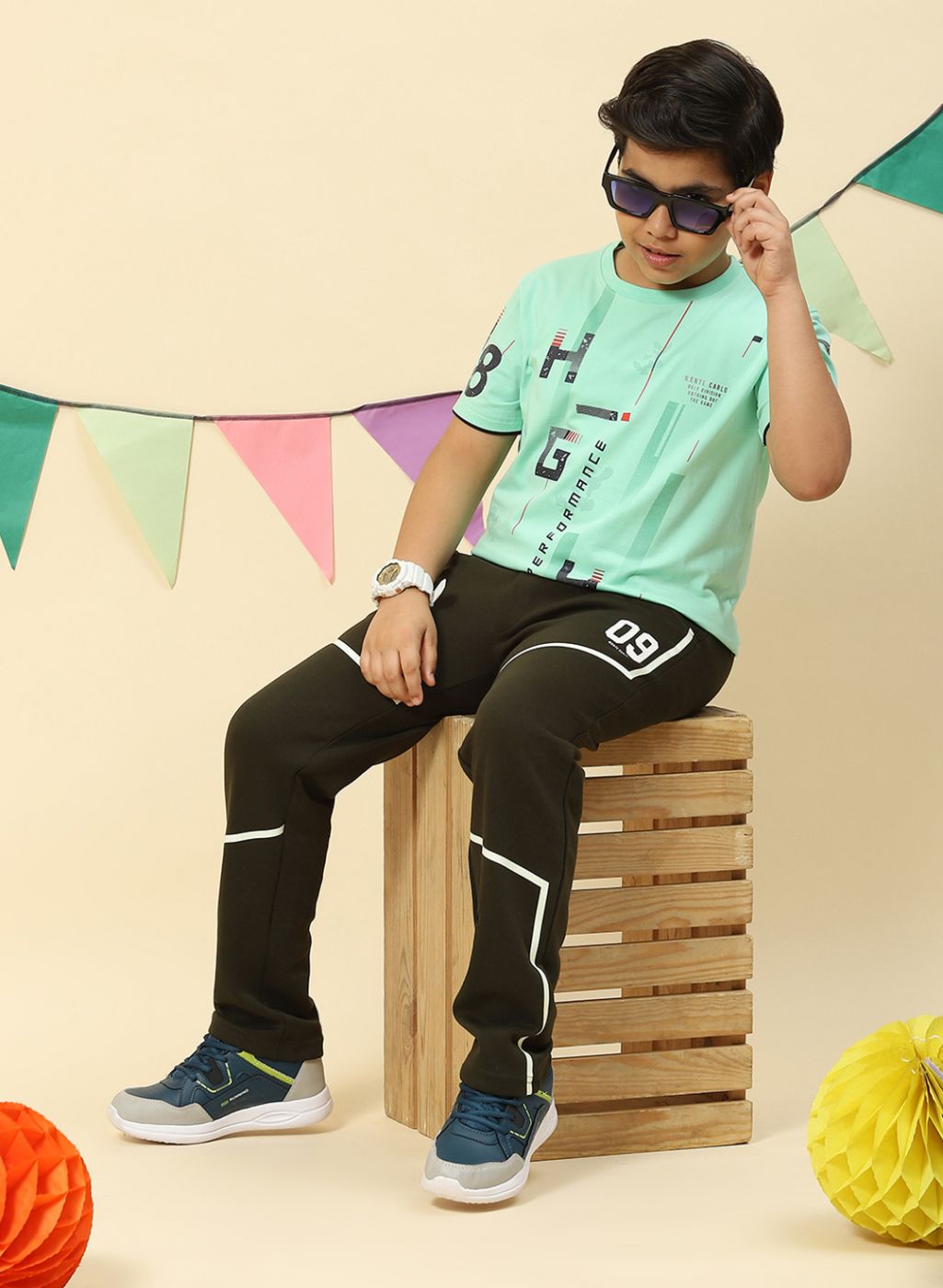 Boys Olive Regular Fit Lower