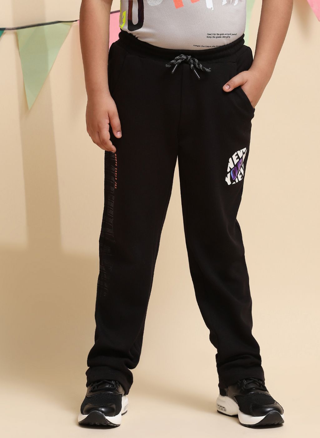 Boys Black Regular Fit Lower