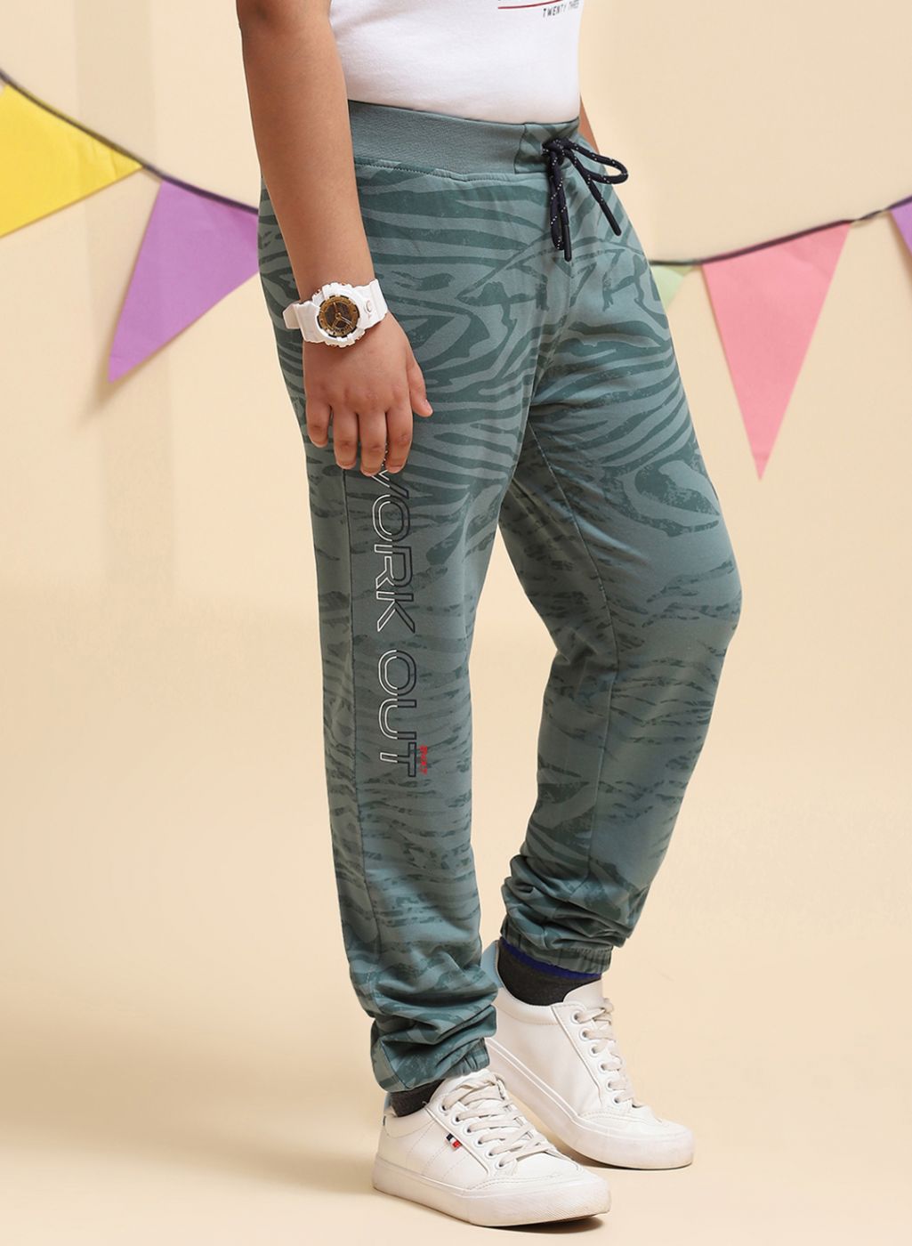 Boys Green Regular Fit Lower