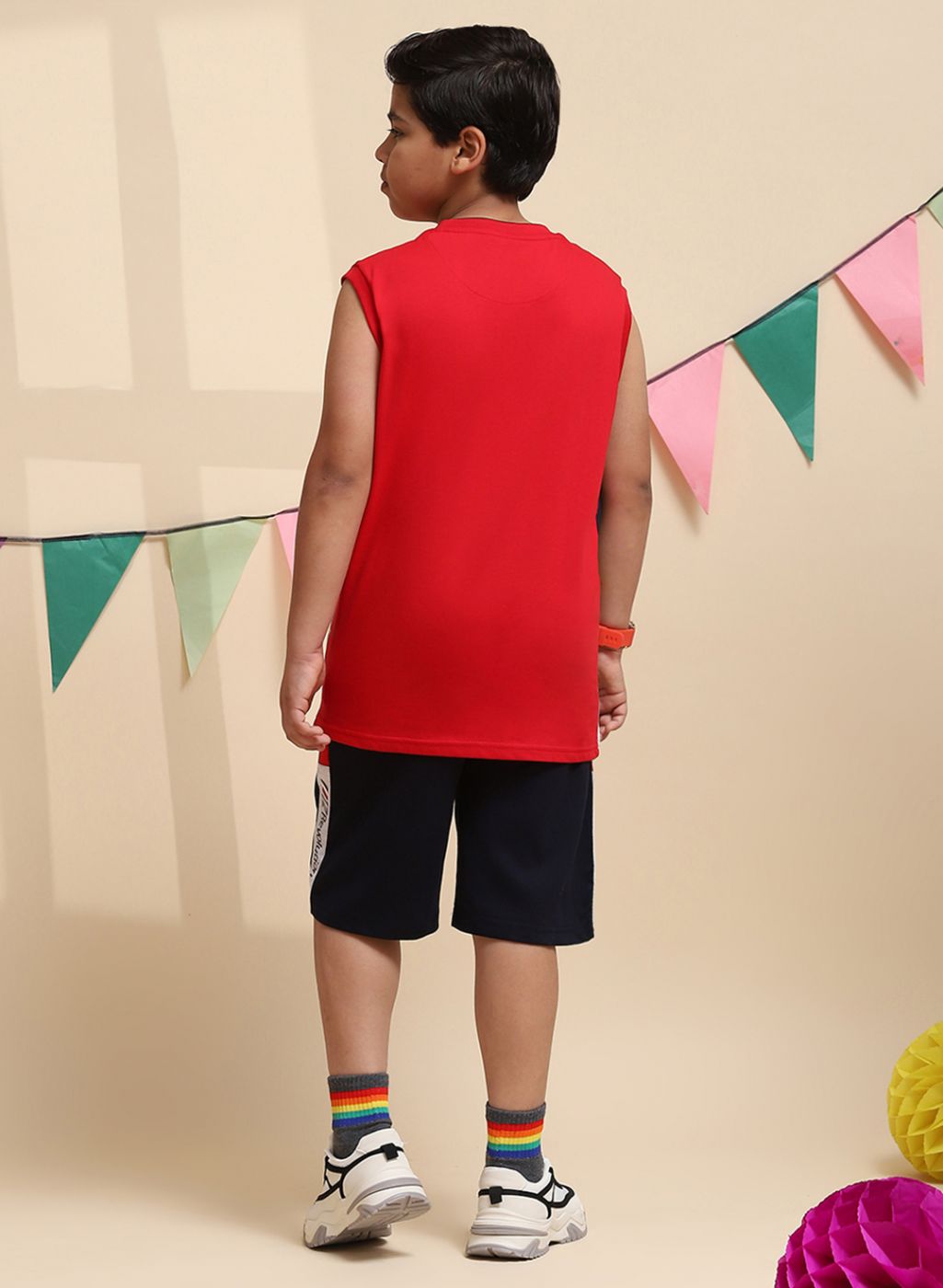 Boys Red Printed Sandow Set