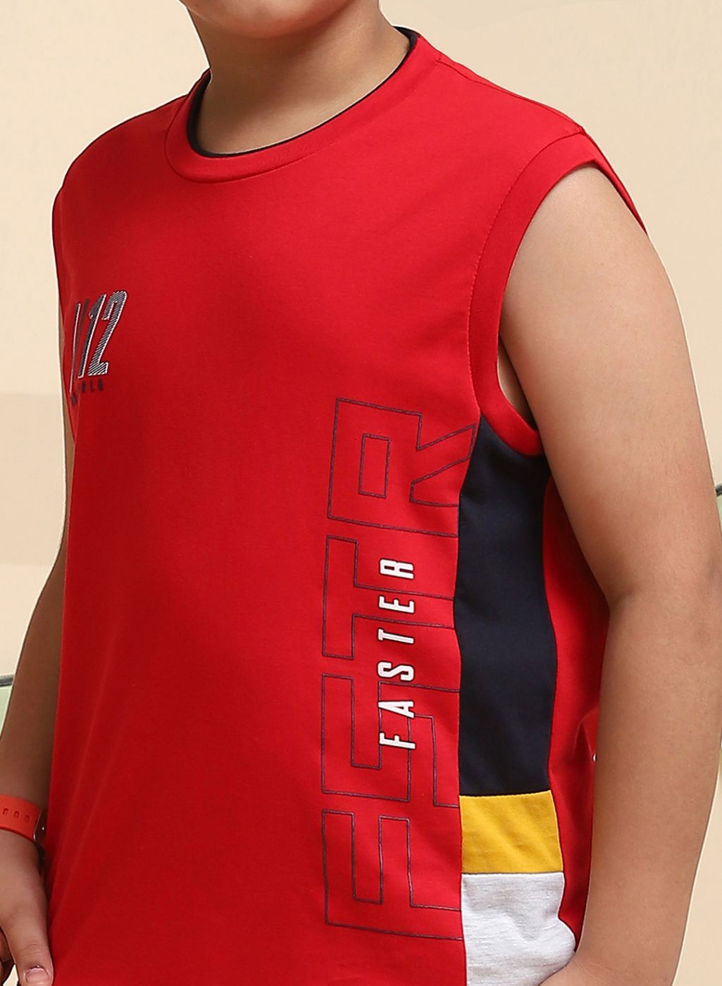 Boys Red Printed Sandow Set