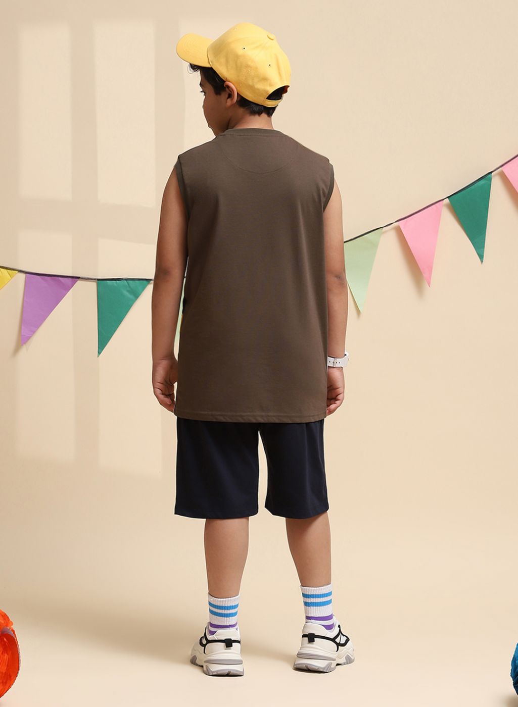 Boys Olive Printed Sandow Set