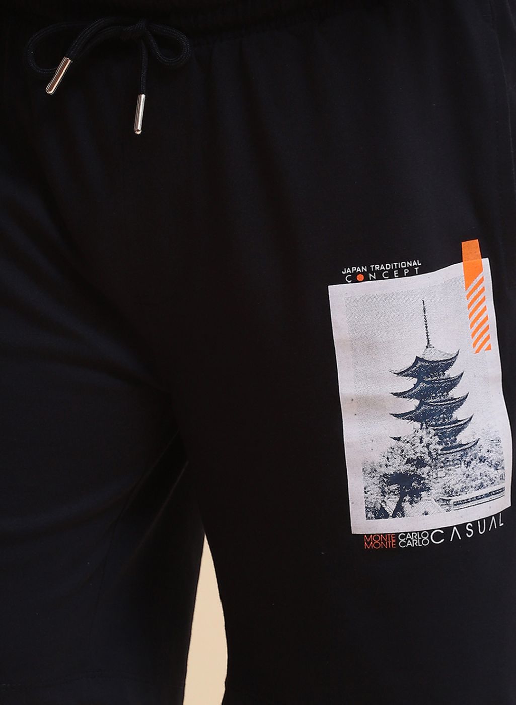 Boys Red & NAvy Blue Printed Bermuda Set