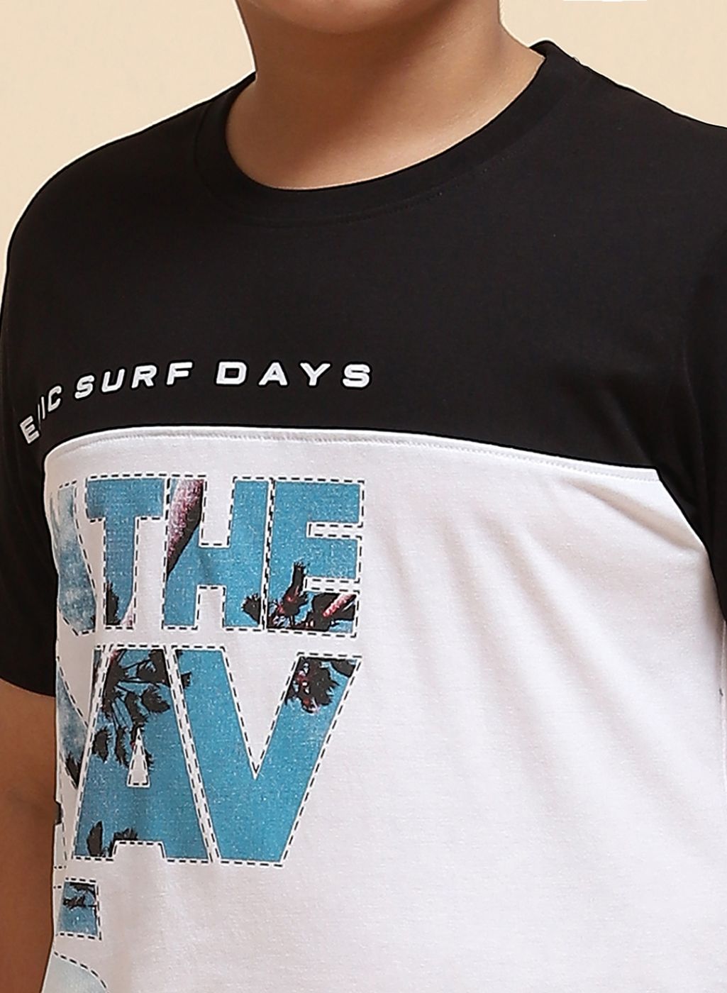 Boys Black & White Printed Bermuda Set